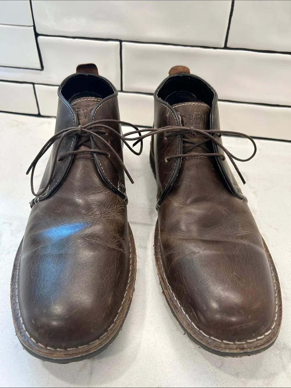 Crevo‎ Longport Mens Size 12 Brown Leather Casual Ankle Chukka Boot Shoes